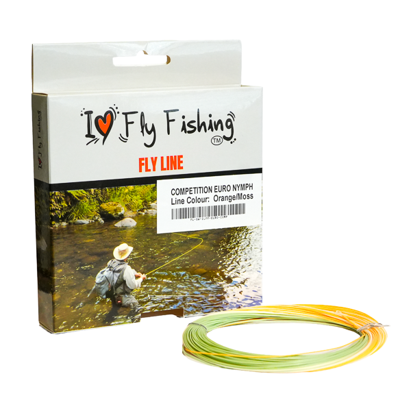 Competition Euro Nymphing Fly Line (0.55mm) with Micro Loops (Orange/Moss Green)