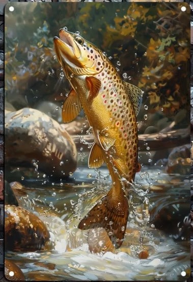 Brown Trout Leaping A